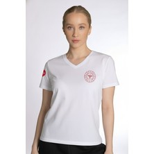 Pratik Medikal Beyaz 112 Acil Sağlık V Yaka Tişört Unisex