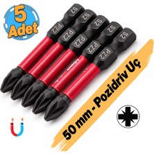 Badem10 Impact Bits Uç 50 mm Pz2 Tayvan Çeliği Mıknatıslı Pozidriv Manyetik 1/4" Matkap Ucu 5 cm Uzunluk
