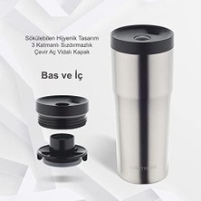 Storemax Sızdırmaz Vakumlu Çıft Katmanlı Çelik Bardak Termos 480 ml 6 Saat Sıcak / 12 Saat Soğuk - Metalik Gri