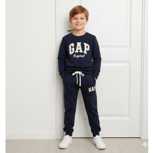 ML Erkek Çocuk  Lacivert Takım Gap Model Uzun Kollu Sıfır Yaka Pamuk Dokuma Fırçalı Kumaş Yeni Sezon