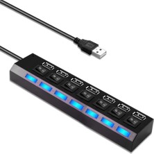 Hepta Collection 7 Port USB Çoklayıcı Çoğaltıcı Işıklı Hub USB 2.0 Switch Splitter 4874