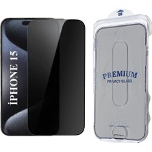 Elixem İphone 15 Uyumlu Tam Kaplayan Hayalet Kolay Uygulama Aparatlı Ekran Koruyucu Temperli Cam