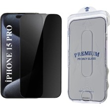 Elixem İphone 15 Pro Uyumlu Tam Kaplayan Hayalet Kolay Uygulama Aparatlı Ekran Koruyucu Temperli Cam