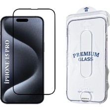 Elixem İphone 15 Pro Uyumlu Tam Kaplayan 5D Magic Box Kolay Uygulama Aparatlı Ekran Koruyucu Temperli Cam