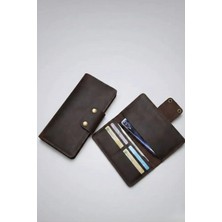 Gerçek Deri Cüzdan El Yapımı Hakiki Kadife Premium Deri Italyan Dikiş 4 Kart Bölmeli Telefon Bölmeli