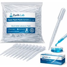 Zürih ZURIHLAB Pastör Pipeti Plastik Damlalık (0.5–3 mL) (100 Adetlik Set) | ZurihLab Yüksek Kaliteli Laboratuvar Pipeti