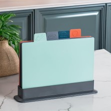 Hepta Collection 1163 Antrasit Asia 4'lü Kesme Tahtası Sebze, Et ve Ekmek Kesme Tahta Seti