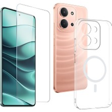 Vendas Xiaomi Redmi 15C Kamera Korumalı M-Safe Şarj Özellikli Şeffaf Zore London Sert PC Kapak + Cam Ekran Koruyucu