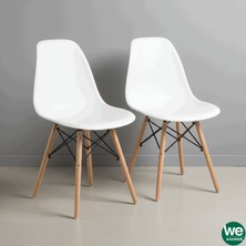 Woodesk Luna Ağaç Ayaklı 2 ADET Beyaz Eames Sandalye SND3007-2BYZ
