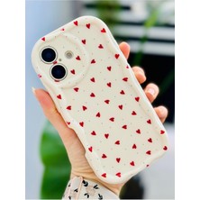 Hepta Collection Iphone 16 ile Uyumlu Dalgalı Kırmızı Kalpler Tasarımlı Silikon Kılıf