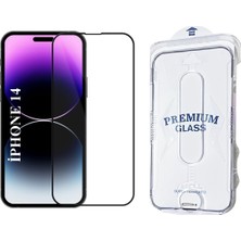 Elixem İphone 14 Uyumlu Tam Kaplayan 5D Kolay Uygulama Aparatlı Ekran Koruyucu Temperli Cam