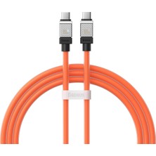 Hepta Collection Coolplay Serisi Hızlı Şarj Kablosu Type-C To Type-C 100W, 1m, Turuncu