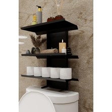 Hepta Collection Siyah Klozet Üstü Raf, Organizer Tuvalet Kağıtlık ve Wc Tuvalet Banyo Düzenleyici MT116S
