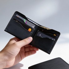Luvo Gerçek Deri Cüzdan El Yapımı Hakiki Kadife Premium Deri Italyan Dikiş 4 Kart Bölmeli
