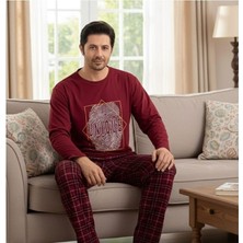 Genel Erkek Ekose Desenli Uzun Kollu Sıfır Yaka Pijama Takımı