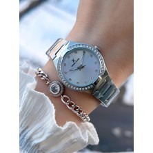 Daniel Klein 2 Yıl Garantili Çelik Kordon 3 Atm Suya Dayanıklı Kadın Kol Saati+Bileklik F.Z.10076.1