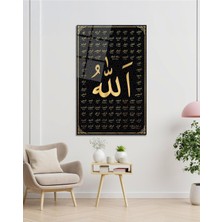 idealizbiz Allah'ın 99 Ismi Cam Tablo Dini Islami Modern Ev Ofis Salon Hediyelik Büyük Tablo Duvar Dekoru