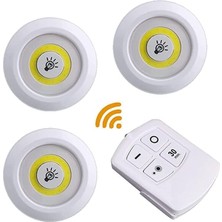 Storemax 3'lü LED Lamba, Uzaktan Kumandalı Spot Lamba, Dolap Altı Lamba, Kiler Aydınlatma Lambası, Mutfak Lambası, Kablosuz LED Lamba