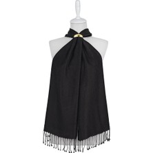 Bursa İpek Siyah Jamawar Dokuma Ipek Fular