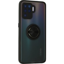 Pazarcan Reno 5 Lite Kılıf Montreal Yüzüklü Silikon Kapak - Siyah