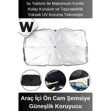 Wonara Premium Titanyum Kaplama Gümüş Renk Uv Işınlarına Dayanıklı Araç Ön Cam Şemsiye Güneşlik Koruyucu