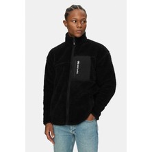 Ecko Unltd. Carlıno Siyah Dik Yaka Fermuarlı Sherpa Baskılı Loose Fit Erkek Polar Mont