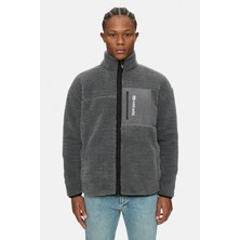 Ecko Unltd. Carlıno Antrasit Dik Yaka Fermuarlı Sherpa Baskılı Loose Fit Erkek Polar Mont