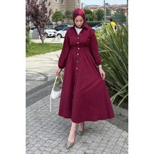 Tesettür Diyarı Yazlık Rapalin Elbise- Bordo