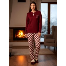 Remsa Kadın Termal Uzun Kol Pijama Takımı 4732 Bordo
