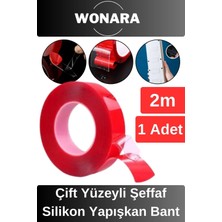 Wonara Premium Ekstra Sağlam Çift Yüzeyli Çok Amaçlı Tamir Montaj Için Şeffaf Silikon Yapışkan Bant 1 Adet