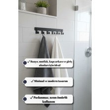 Grandmix 6 Kancalı Metal Duvar Askısı Mutfak & Banyo Havlu Askılığı 42 cm