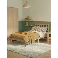 Kukka KHS500 Doğal Ahşap Tek Kişilik Yetişkin Karyola (90X190 Cm)