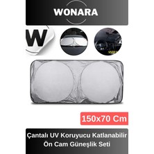 Wonara Özel Tasarım Uv Koruyucu Çift Katmanlı Katlanabilir Taşıma Çantalı Araba Ön Cam Güneşlik Seti