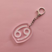 Şeffaf Pleksi Burç Anahtarlık- Çelik Karabina Kilitli