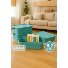 Nesto Home 4'lü Set Çok Amaçlı Renkli Kutu Kapaklı Ofis Organizeri 4x8.2 Litre