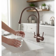 İsaoğlu Yapı Mat Bakır Arıtmalı Mutfak Bataryası Bakır Eskitme Renk Arıtıcılı Evye