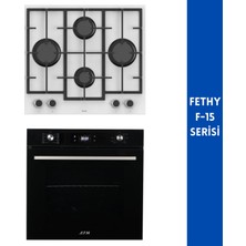 Ferre ve Afm Tech Markalı Fethy- F-15  Siyah - Beyaz 2'li Cam Ankastre Set ( LN386 + FM7700)