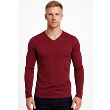 Axxel Erkek Bordo Pamuklu Likralı Süprem Uzun Kollu T-SHIRT-D236