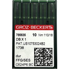 Groz Beckert 20 Adetdikiş Makinesi Iğnesi Dbx1 Düz Makine Ince Dip No:18 10X2=20 Adet