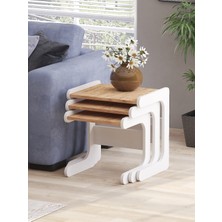 Mbes Mobilya 3`lü Zigon Sehba Atlantik Beyaz