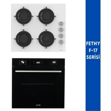 Ferre ve Afm Tech Markalı Fethy- F-17  Siyah - Beyaz 2'li Cam Ankastre Set ( CS206-FA + FM7700)