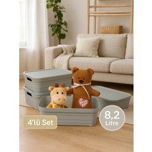 Nesto Home 4'lü Set Çok Amaçlı Renkli Kutu Kapaklı Ofis Organizeri 4x8.2 Litre