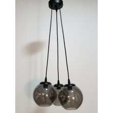 Duru Homelight Kartopu Üçlü Füme Glop Camlı Avize