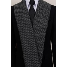 Esgue Antrasit V Desenli Erkek Kaşkol - Balıksırtı Dokulu Yumuşak Atkı