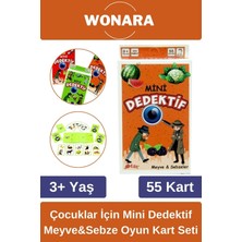 Wonara Özel Zeka Geliştirici Eğitici Ailece Çocuklara Eğlenceli Mini Dedektif Meyve&sebzeler Oyun Kart Seti