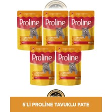 Proline Pouch Pate Tavuklu Yaş Kedi Maması Seti 5X85 gr