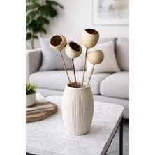 B'Clara Home Tropikal Doğal Kuru Çiçek Dekoratif Bell Cup 4'lü Doğal Kabak Vazo Çiçeği