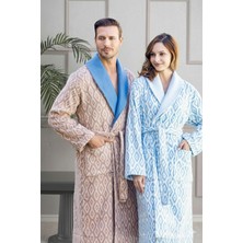 Özdilek Seam Aile Bornoz Seti Mavi-Bej