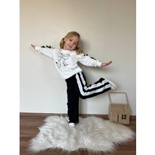 Cg Kids Fiyonk Kol Detaylı ve Baskılı Kız Çocuk Ispanyol Paça 2 Iplik Alt Üst Eşofman Takım