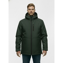 Lifeguard Büyük Beden Softshell Su Geçirmez Kapuşonlu Erkek Kaban